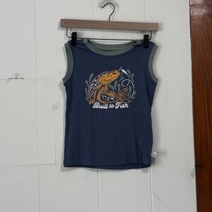 Rugged Bear Kids Blue Built to Fish Graphic Sleeveless Muscle Ringer Tee Size 6